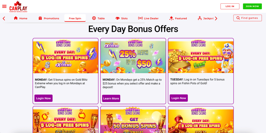 canplay casino free spins